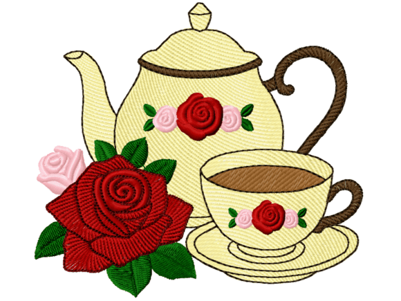 Floral Teapot and Teacup with Roses Embroidery Review