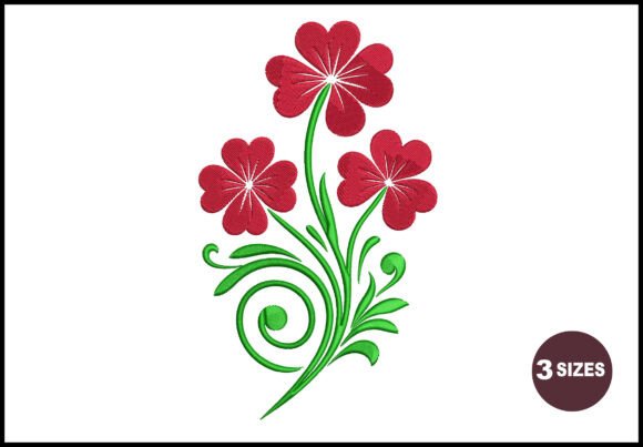 Three Red Heart-Petal Flowers Embroidery Review